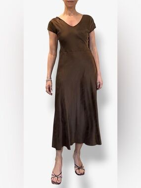 Unbranded Brown Midi Slip Dress